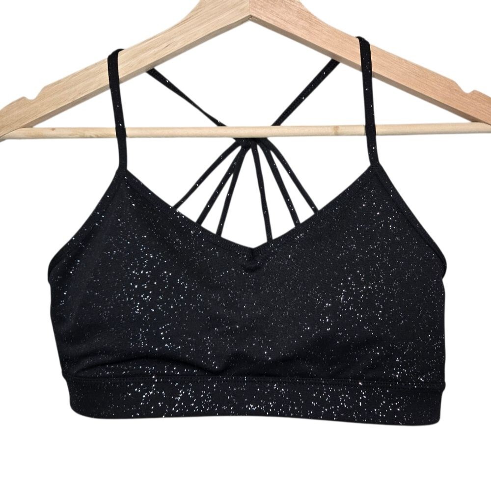 DKNY Black Sparkle Strappy Sports Bra